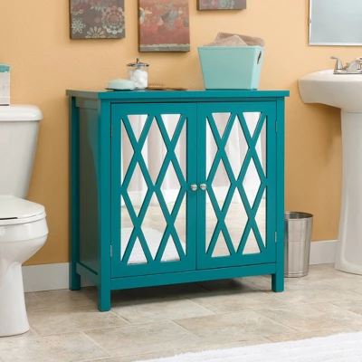 Harbor View 2 Door Geometric Accent Storage Cabinet - Caribbean Blue - Sauder - Image 2