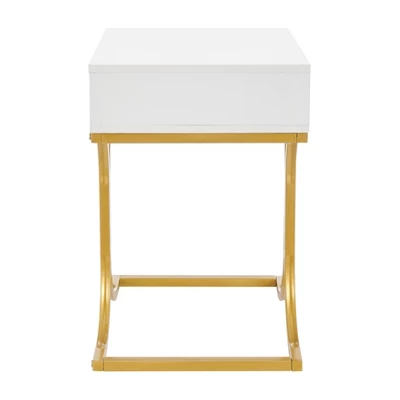 17.75" Rectangular Modern Glam Side Table With Drawer White/Gold - Danya B. - Image 17