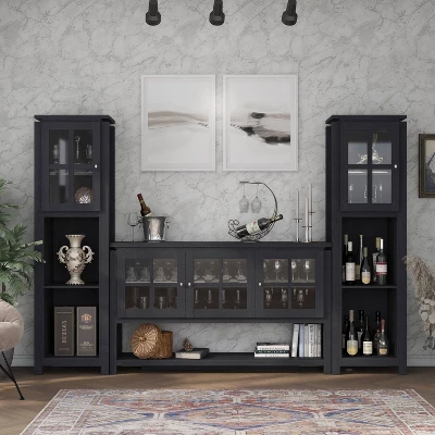 3pc Torrey TV Stand And Media Tower Set Black - HOMES: Inside + Out