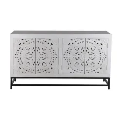 Lost City 4 Door Credenza With Black Legs White - Treasure Trove Accents