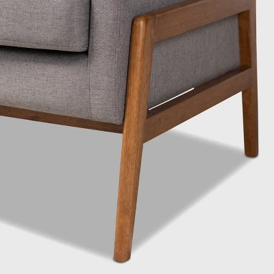 Perris Upholstered Wood Sofa Light Gray/Walnut - Baxton Studio - Image 5