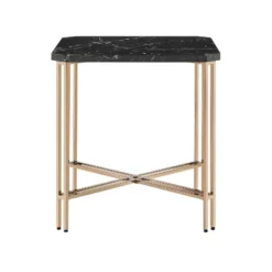 Daxton Faux Marble Square End Table Black/Gold - Steve Silver Co.