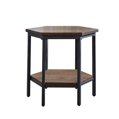 Ultimo Hexagon End Table Metal Brown - Steve Silver Co.