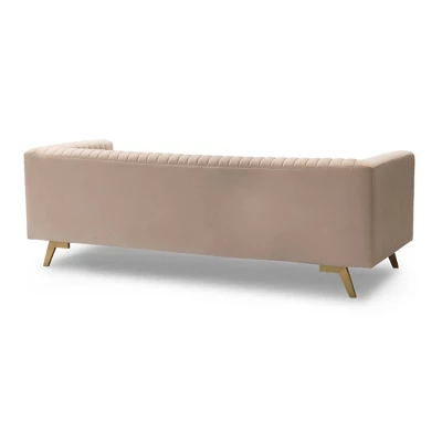 Modern Velvet Sofa Beige - Armen Living - Image 2