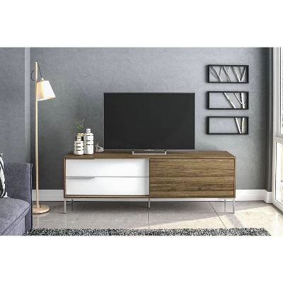 Denver TV Stand For TVs Up To 78" Walnut/White - Polifrniture - Image 7