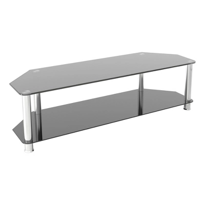 Glass Shelves TV Stand For TVs Up To 65" - Silver/Black - Image 2