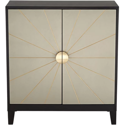 55 Downing Street Hermes 35 1/4" Wide Gray And Gold Wooden 2-Door Cabinet - Image 5