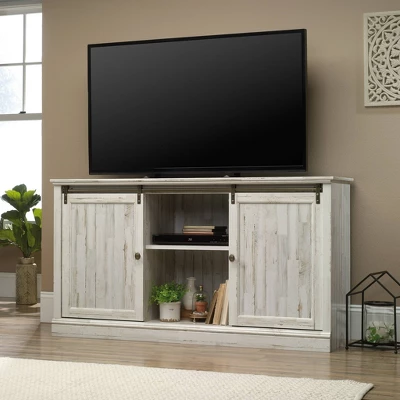 Barrister Lane Sliding Door TV Stand For TVs Up To 60" White Plank - Sauder