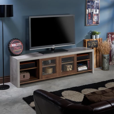 Briggin Industrial TV Stand For TVs Up To 70" Walnut/Cement - HOMES: Inside + Out - Image 4