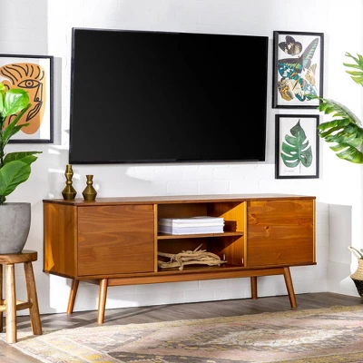 Solid Wood Mid-Century Modern TV Stand For TVs Up To 65" - Saracina Home - Image 13