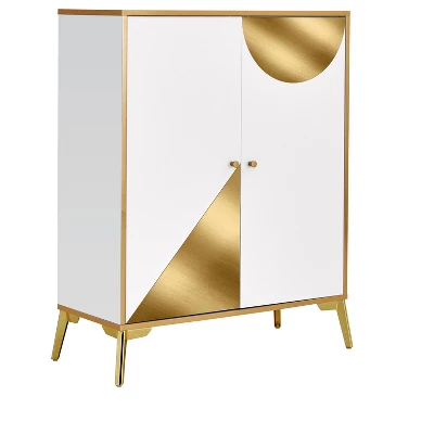 Modern Elegant Storage Cabinet, Gold+White - ModernLuxe - Image 3