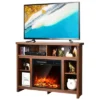Costway 41.5'' Corner Fireplace TV Stand Storage Cabinet Electric Space Heater
