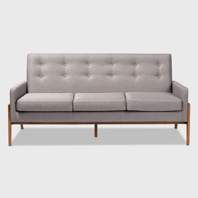 Perris Upholstered Wood Sofa Light Gray/Walnut - Baxton Studio