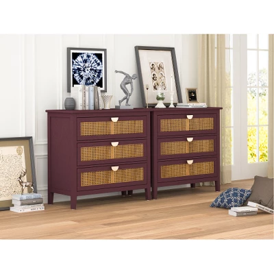 Archie Ash Wood Veneer 3-drawer And Pine Legs Accent Cabinet With Storage- The Pop Maison - Image 3