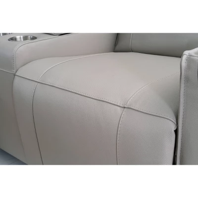 Layton Leather Power Console Reclining Loveseat With Power Headrest Light Gray - Abbyson Living - Image 3