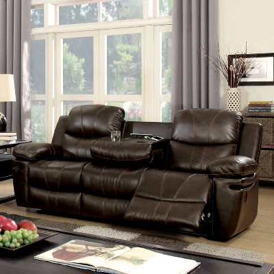 Orvis Bonded Leather Reclining Sofa Brown - HOMES: Inside + Out - Image 2