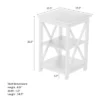 Lavish Home End Table With 2 Shelves And X-Leg Design, White