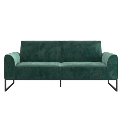 Adley Velvet Fabric Coil Futon With Metal Base - CosmoLiving By Cosmopolitan - Image 12