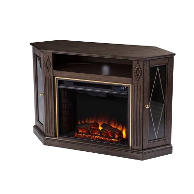 Stonstian Fireplace With Media Storage Brown/Gold - Aiden Lane - Image 4