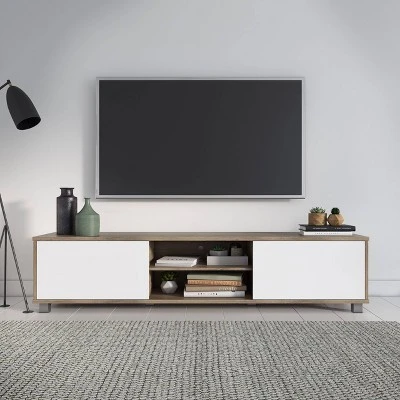 Hollywood TV Stand For TVs Up To 85" With Doors Wood Grain - CorLiving