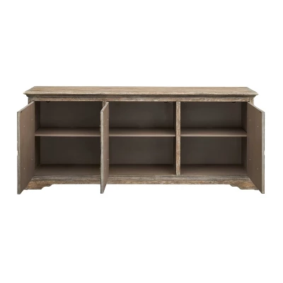 Dennis Antique Insipired 3 Door Storage Credenza/Sideboard Weathered Brown - Treasure Trove - Image 2