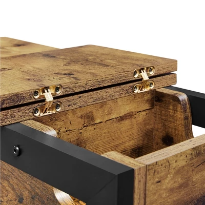 Yaheetech 2 Shelves Narrow End Table With Power Outlets And USB Charging Ports, Rustic Brown - Image 5