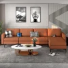 Costway Modular L-shaped Sectional Sofa W/ Reversible Chaise & 4 USB Ports OrangeDark Grey