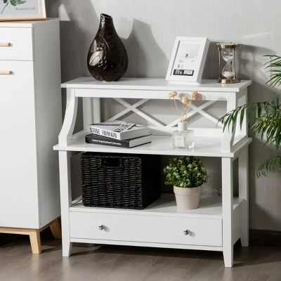 3 Tier Storage Rack End Table Side Table W/Slide Drawer Multipurpose Rack White - Image 4