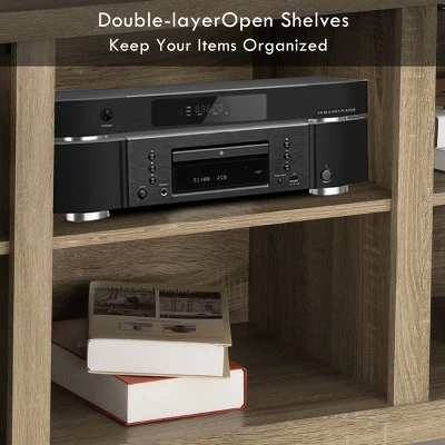 Costway Rustic TV Stand Entertainment Center Farmhouse Console Storage Wood Cabinet - Image 7