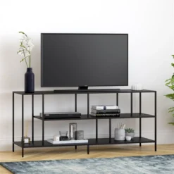 Three-Shelf TV Stand In Black - Henn&Hart