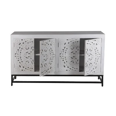 Lost City 4 Door Credenza With Black Legs White - Treasure Trove Accents - Image 2