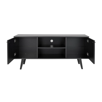 Mid-Century Modern TV Stand For TVs Up To 65" Black - Prepac - Image 5
