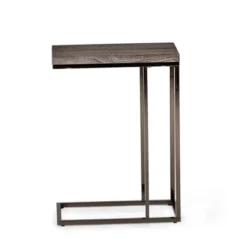 Lucia Chairside End Table With Nickel Gray - Steve Silver