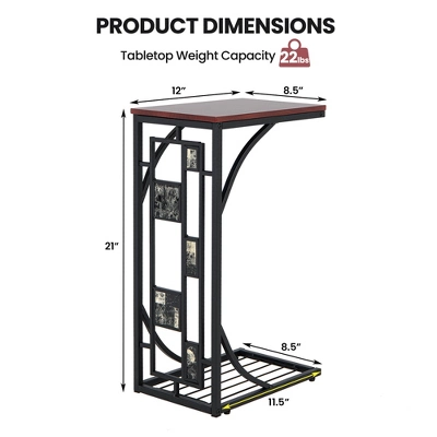 Costway 1PC2 PCS C-Shaped Side Sofa Narrow Snack Table For Living Room Bedroom Small Space - Image 3
