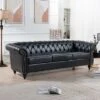 84.65" Chesterfield Rolled Arm 3 Seater Upholstered Sofa, Tufted Sofa Couch-ModernLuxe