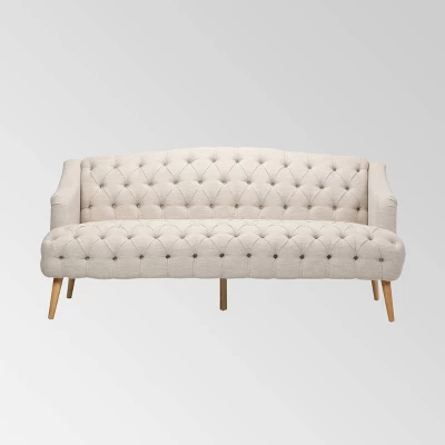 Adelia Contemporary Tufted Sofa Beige - Christopher Knight Home - Image 5