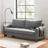 Mae Mid-Century Modern Curved Arm Sofa With Solid Wood Legs Light Gray - Mellow