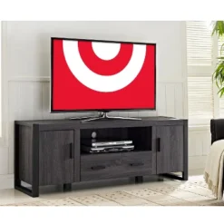 Modern Urban Industrial TV Stand For TVs Up To 65" Charcoal - Saracina Home