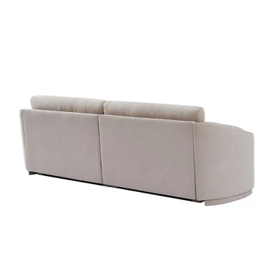 Stylish Sofa With Semilunar Arm, Rivet Detailing, And Solid Frame-ModernLuxe - Image 6