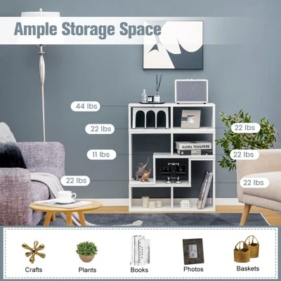 Tangkula 3 PCS Adjustable TV Stand Minimalist Entertainment Center For 43 55 60 65 Inch TV Media Console Table White - Image 8