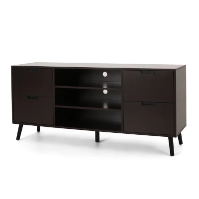 Doerun Mid-Century Modern Storage TV Stand For TVs Up To 48" Dark Gray/Black - Christopher Knight Home - Image 8