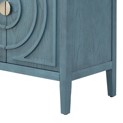 Retro 60" Sideboard With Circular Groove Design And Round Metal Handle-ModernLuxe - Image 15