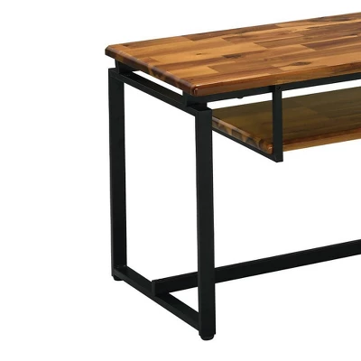 67" Jurgen TV Stand For TVs Up To 65" Oak/Black Metal - Acme Furniture - Image 3
