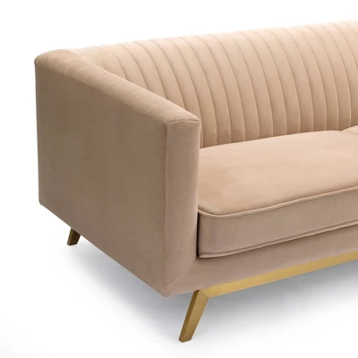 Modern Velvet Sofa Beige - Armen Living - Image 3