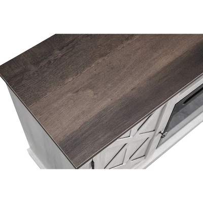 54" TV Stand For TVs Up To 60" With Electric Fireplace Saw Cut Off White - Home Essentials - Image 4