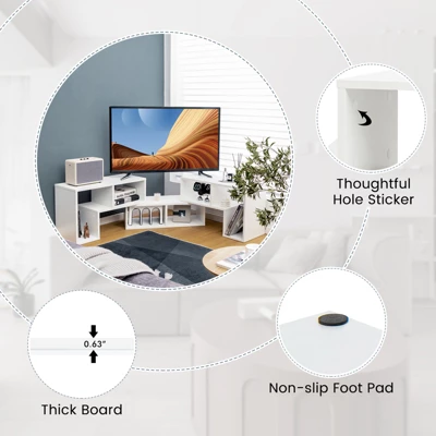 Tangkula 3 PCS Adjustable TV Stand Minimalist Entertainment Center For 43 55 60 65 Inch TV Media Console Table White - Image 7