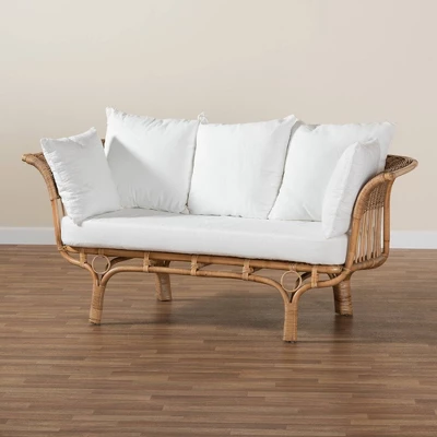 Edana Natural Rattan Sofa With Cushion White/Natural Brown - Bali & Pari - Image 8