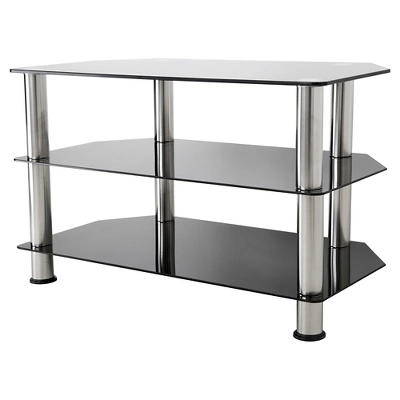 Glass Shelves TV Stand For TVs Up To 37" - Silver/Black - Image 2
