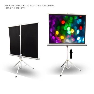 Pyle 50 Inch Fold Out Roll Up Video Projector Viewing Display Screen W/ Stand - Image 2