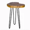 Alaterre Furniture Hairpin Live Edge Round End Table Metal And Wood Natural Brown